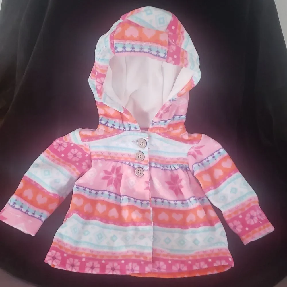 Adorable Carter's Infant Fleece Hooded Top Snowflake Design Sz 3 Mos